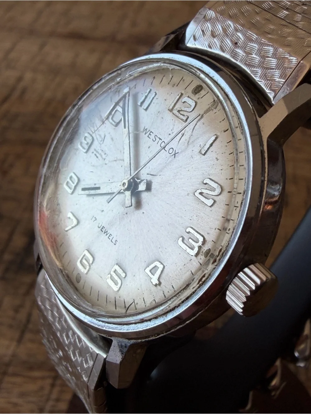 Vintage Westclox 17 Jewels Mechanical Watch 33mm | Stainless Steel Mesh Band